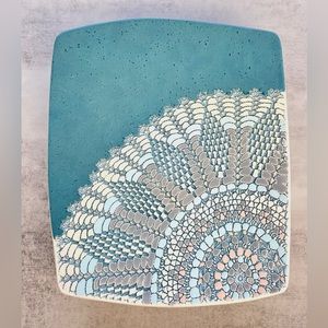 Vintage Ceramic Decorative Tray with Mosaic-style Detailing